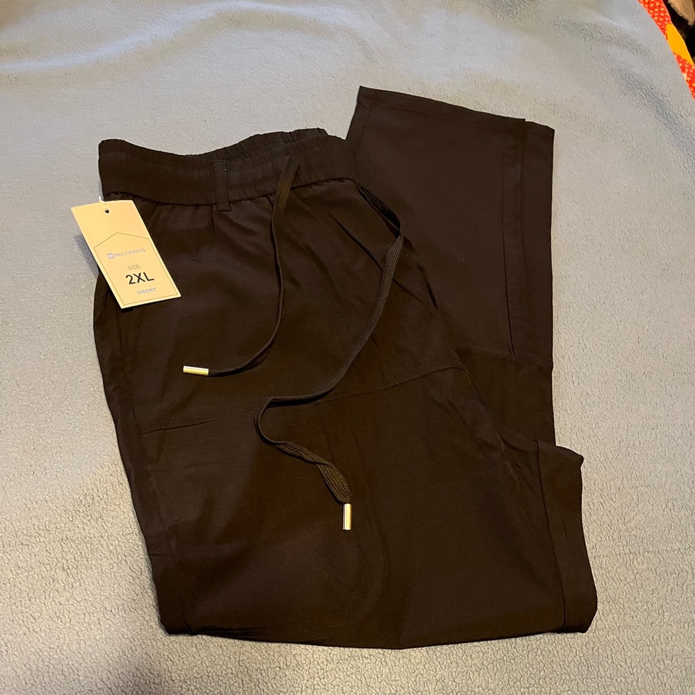 Mens black multi pants short 2Xl NWT
